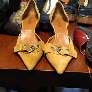 Prada Golden Tan suede Vintage mules Shoes